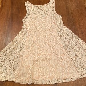 Free People Cream Lace Mini Dress, Size Medium